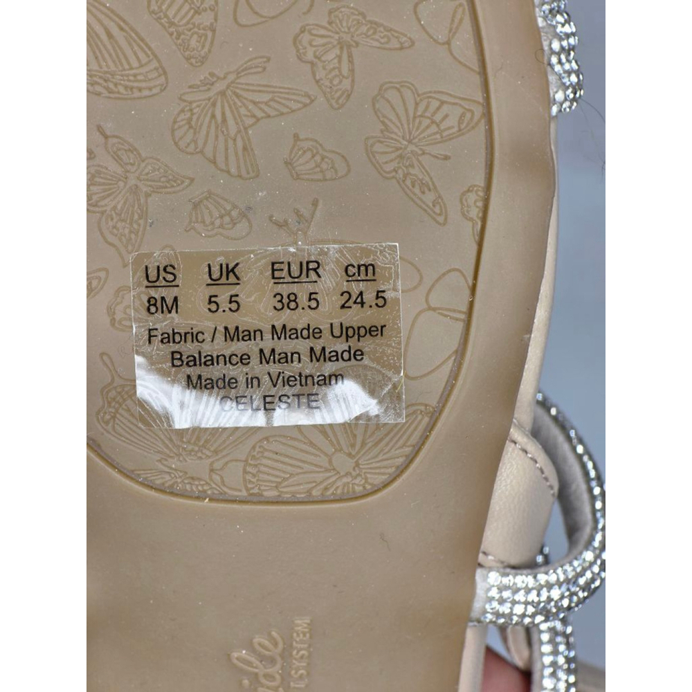 LifeStride Celeste Beige Silver Rhinestone Block Heel Sandals Women’s Size 8M - Picture 7 of 10